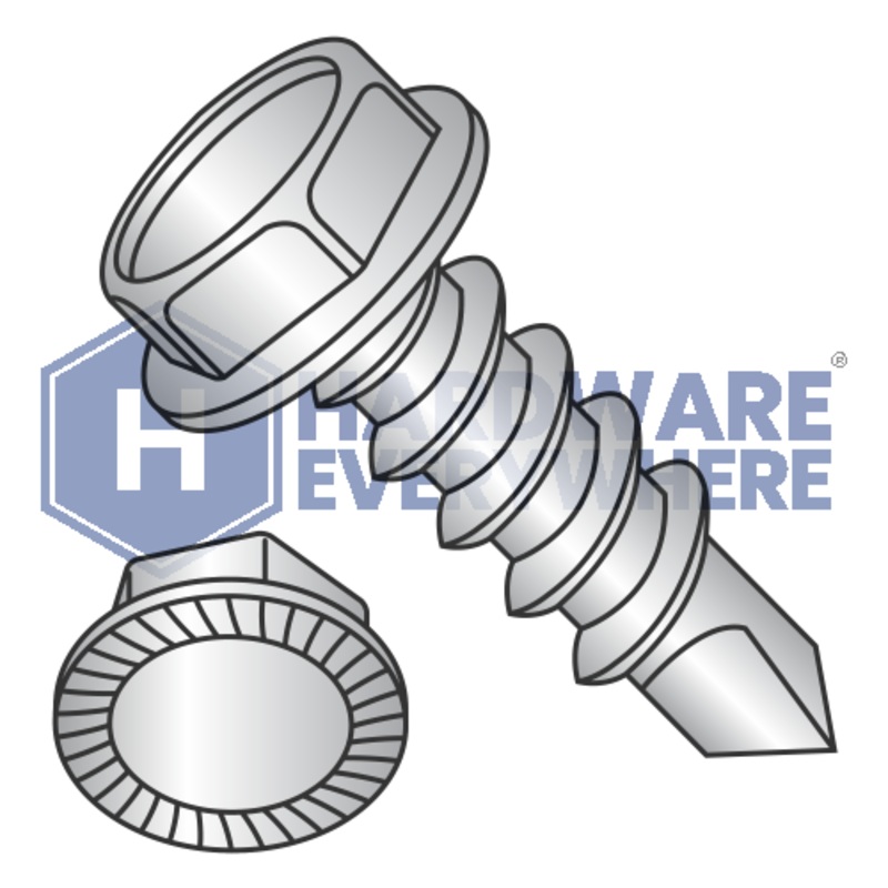 #10 x 1/2 SELF DRILLING SCREWS / Slotted / Hex Washer Head / 18-8 Stainless / Plain