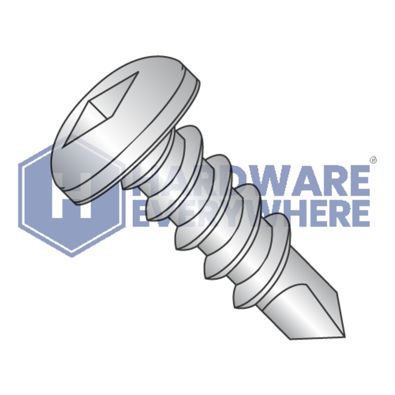 #10 x 1 1/2 SELF DRILLING SCREWS / Square / Pan Head / 18-8 Stainless / Plain