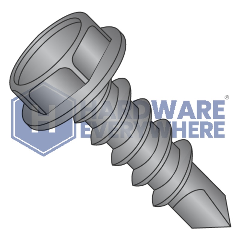 #8 x 3/4 SELF DRILLING SCREWS / Unslotted / Hex Washer Head / 410 Stainless / Black Oxide