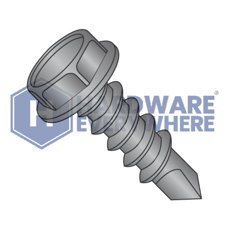 #10 x 1 1/2 SELF DRILLING SCREWS / Unslotted / Hex Washer Head / Steel / Black Oxide