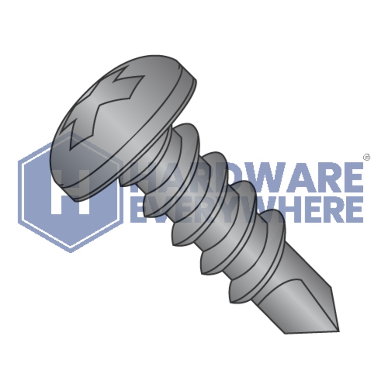 #10 x 1 1/2 SELF DRILLING SCREWS / Phillips / Pan Head / Steel / Black Zinc