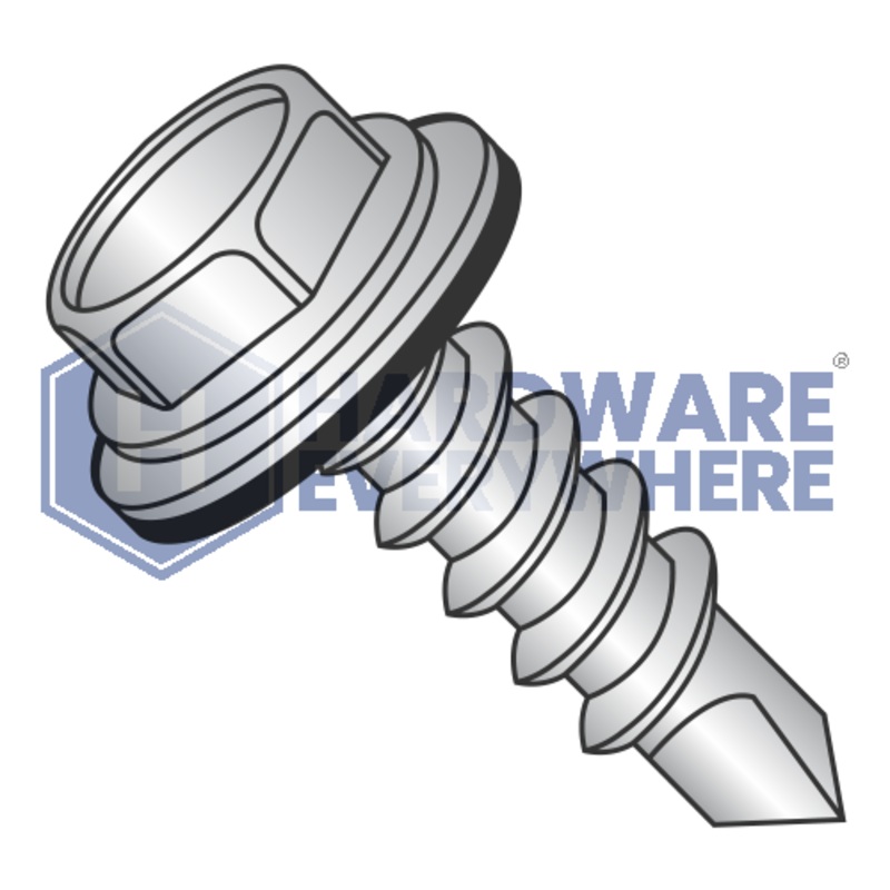 #10 x 1 1/2 SELF DRILLING SCREWS / Unslotted / Hex Washer Head / 410 Stainless / Plain FUL163378771382
