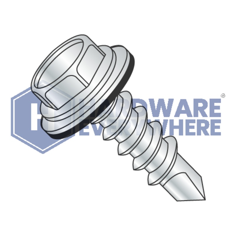 #10 x 1 1/2 SELF DRILLING SCREWS / Unslotted / Hex Washer Head / Steel / Zinc FUL163378771328