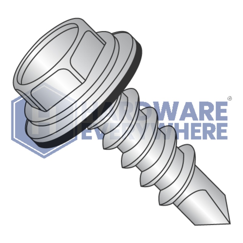 #10 x 1 SELF DRILLING SCREWS / Unslotted / Hex Washer Head / 18-8 Stainless / Plain FUL163378771397