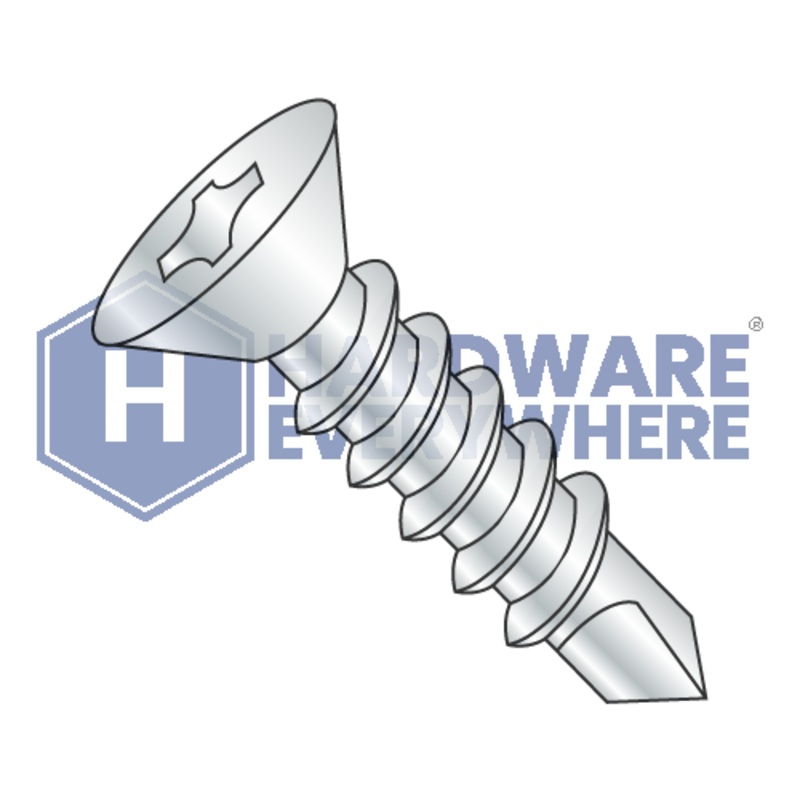 #10 x 1 1/2 SELF DRILLING SCREWS / Phillips / Flat Head / Steel / Zinc