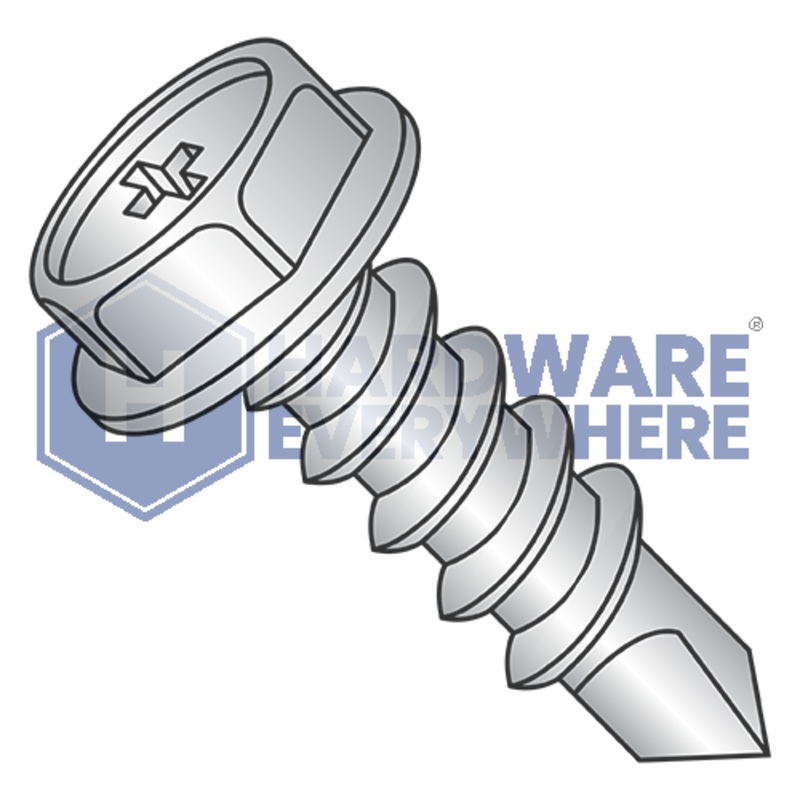 #10 x 1 1/4 SELF DRILLING SCREWS / Phillips / Hex Washer Head / Steel / Coated 1000 Hour