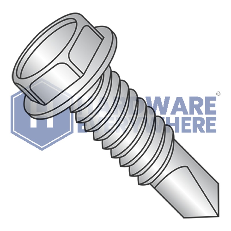 #10 x 1 SELF DRILLING SCREWS / Unslotted / Hex Washer Head / Steel / Coated 1000 Hour FUL163378771273
