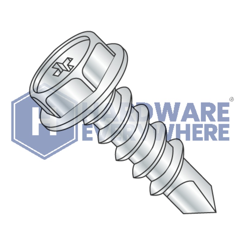 #10 x 1 1/2 SELF DRILLING SCREWS / Phillips / Hex Washer Head / Steel / Zinc