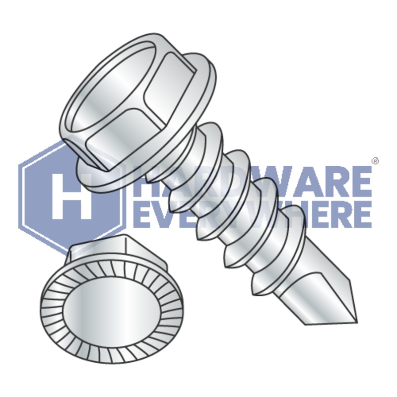 #10 x 1 1/2 SELF DRILLING SCREWS / Unslotted / Hex Washer Head / Steel / Zinc FUL163378770719