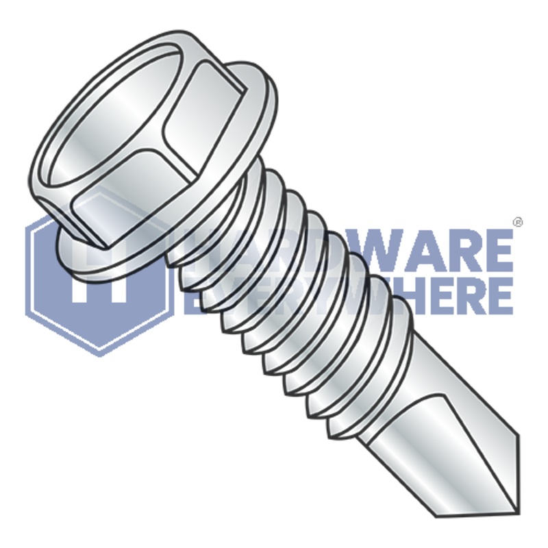 #10 x 1 1/2 SELF DRILLING SCREWS / Unslotted / Hex Washer Head / Steel / Zinc FUL163378770850