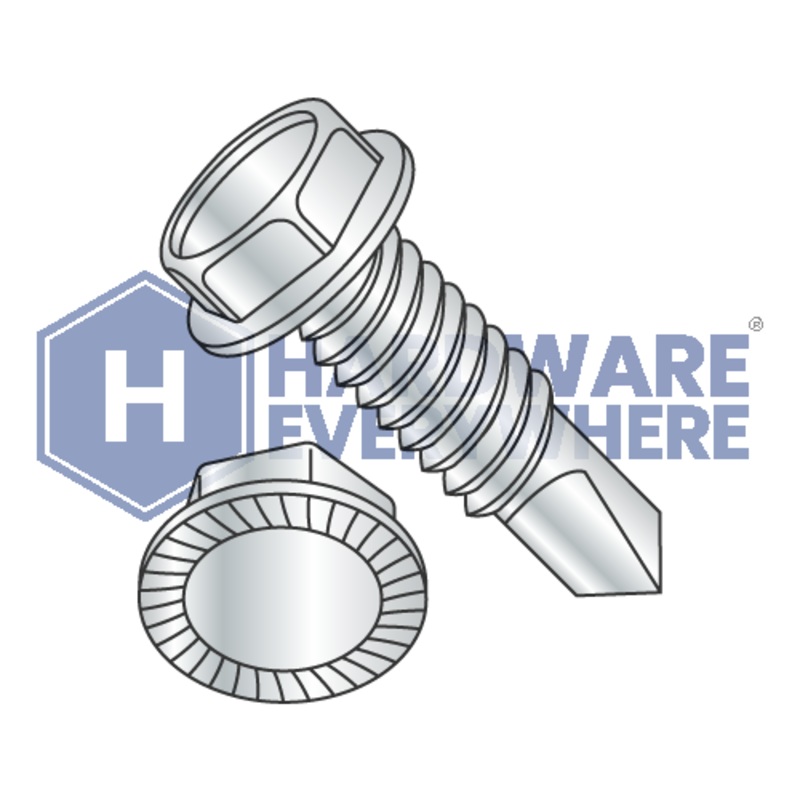 #10 x 1 SELF DRILLING SCREWS / Unslotted / Hex Washer Head / Steel / Zinc FUL163378770865