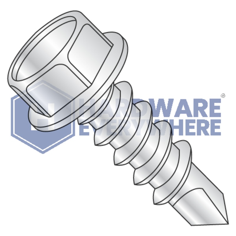 #10 x 1 SELF DRILLING SCREWS / Unslotted / Hex Washer Head / Steel / Zinc FUL163378770886
