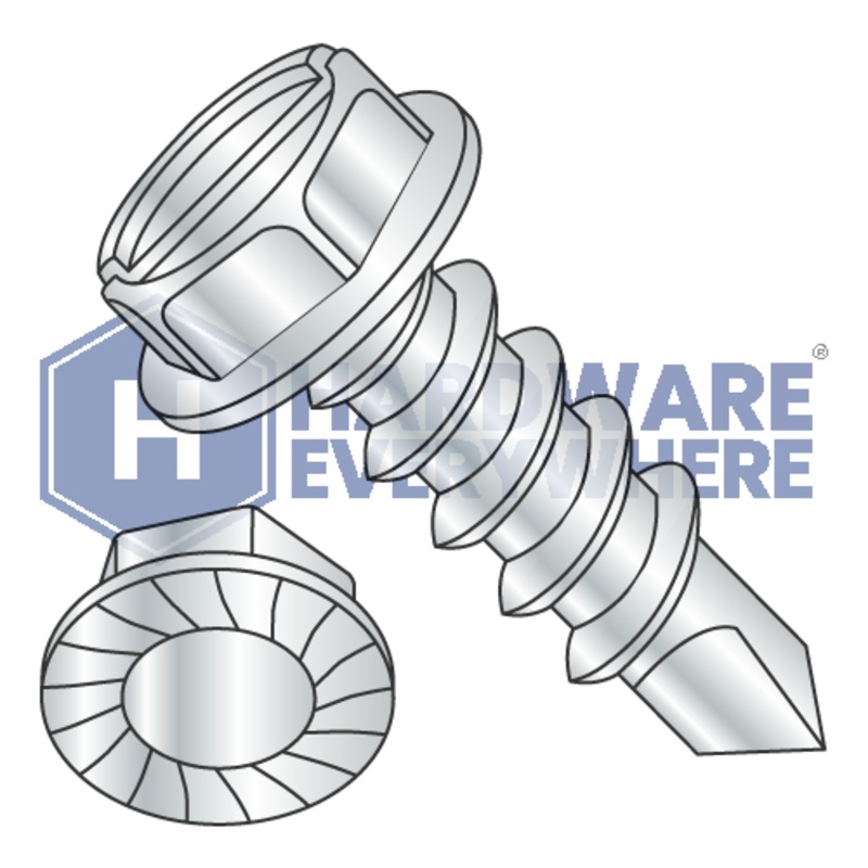 5/16 x 1 1/2 SELF DRILLING SCREWS / Slotted / Hex Washer Head / Steel / Zinc FUL163378770772