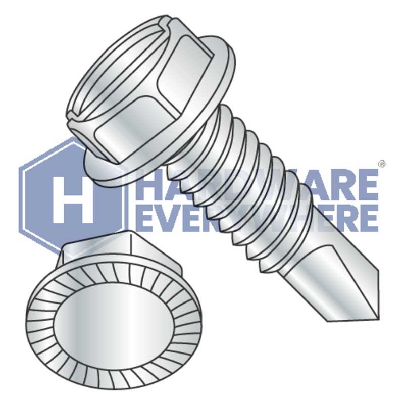 5/16 x 3/4 SELF DRILLING SCREWS / Slotted / Hex Washer Head / Steel / Zinc FUL163378770758