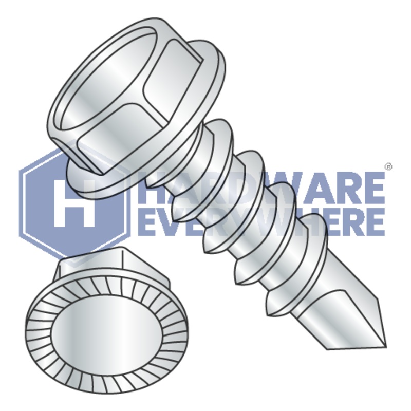 #8 x 3/4 SELF DRILLING SCREWS / Unslotted / Hex Washer Head / Steel / Zinc FUL163378770778