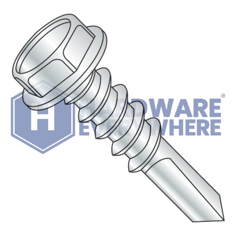 #10 x 1 1/2 SELF DRILLING SCREWS / Unslotted / Hex Washer Head / Steel / Zinc FUL163378770606