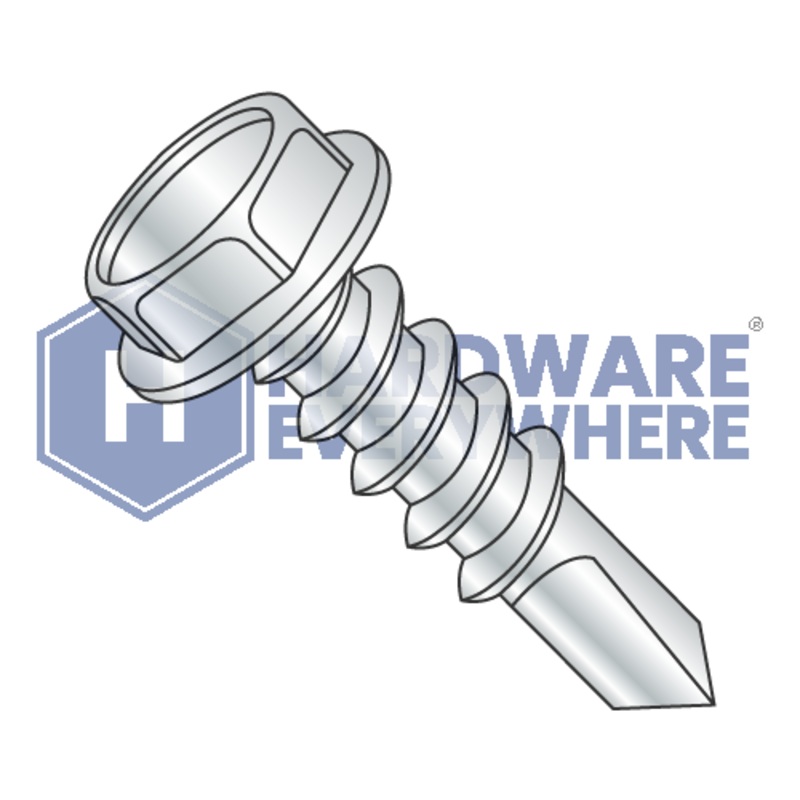 5/16 x 1 SELF DRILLING SCREWS / Unslotted / Hex Washer Head / Steel / Zinc FUL163378770519