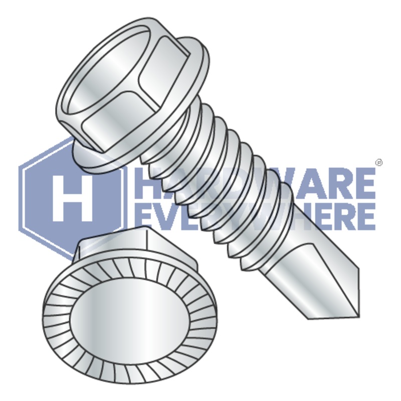 5/16 x 3/4 SELF DRILLING SCREWS / Unslotted / Hex Washer Head / Steel / Zinc FUL163378770486