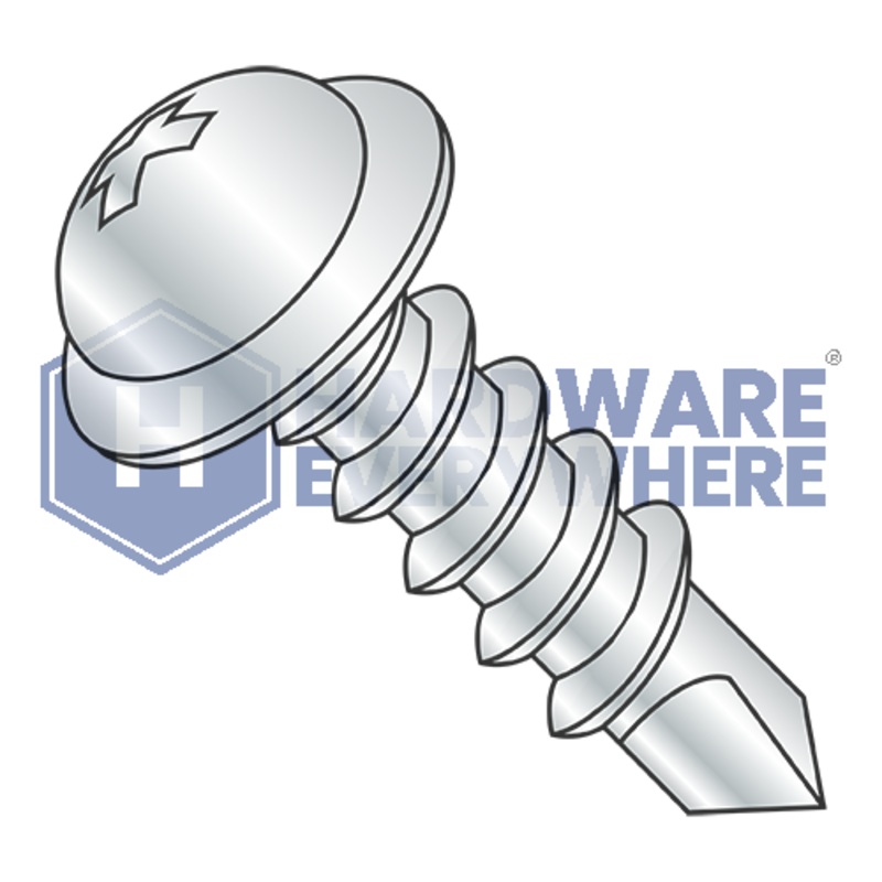 #10 x 1 1/2 SELF DRILLING SCREWS / Phillips / Round Washer Head / Steel / Zinc