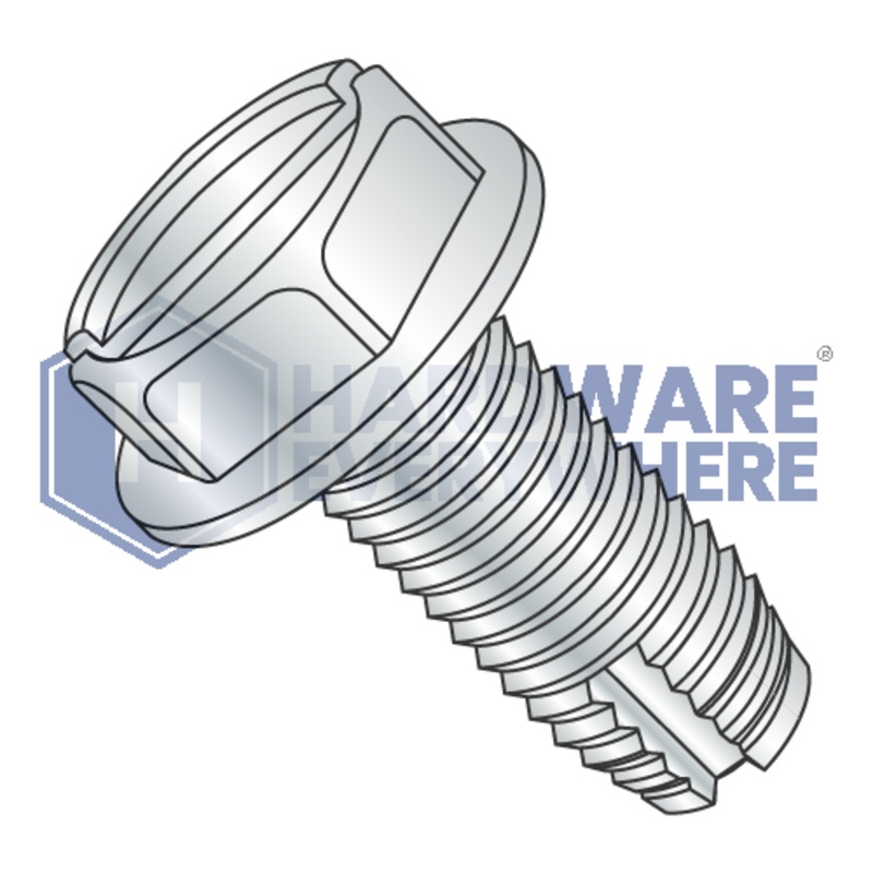 1/2-13 X 1 1/2 Thread Cutting Screws / Slotted / Hex Washer Head / Steel / Zinc / Type 1