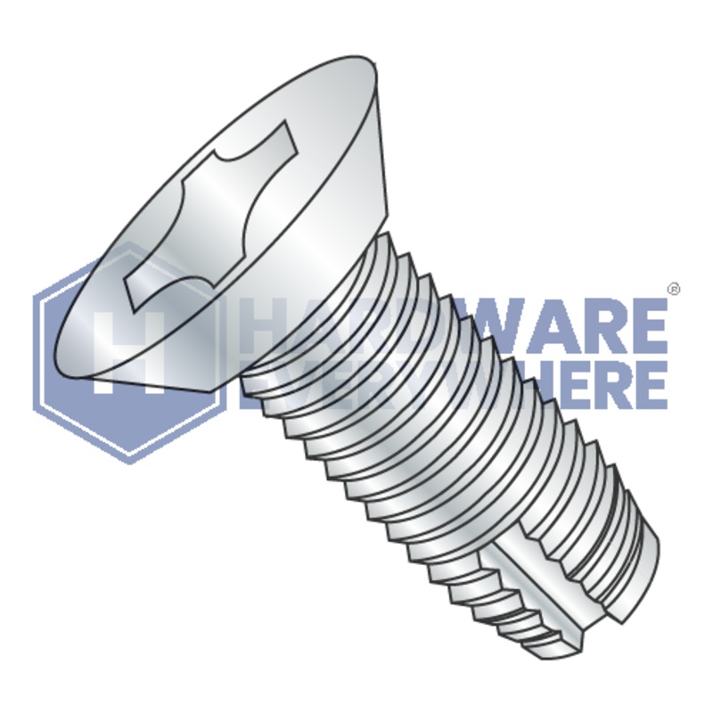 1/4-20 X 1/2 Thread Cutting Screws / Phillips / Flat Head Undercut / Steel / Zinc / Type 1