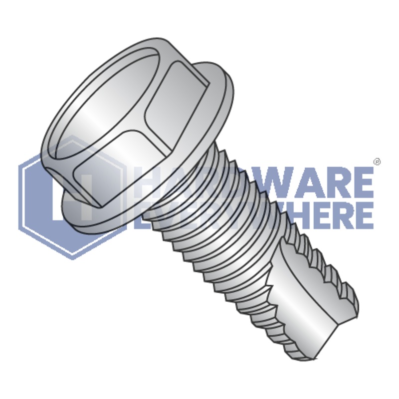 1/4-20 X 1/2 Thread Cutting Screws / Unslotted / Hex Washer Head / 18-8 Stainless / Plain  / Type 23