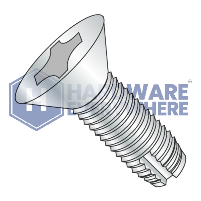 1/4-20 X 1 Thread Cutting Screws / Phillips / Flat Head / Steel / Zinc / Type 1