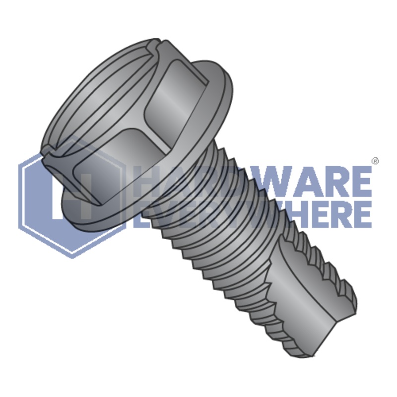 1/4-20 X 1 Thread Cutting Screws / Slotted / Hex Washer Head / Steel / Black Oxide / Type 23