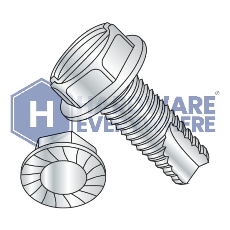 1/4-20 X 3/4 Thread Cutting Screws / Slotted / Hex Washer Head / Steel / Zinc / Type 23 FUL163378763168