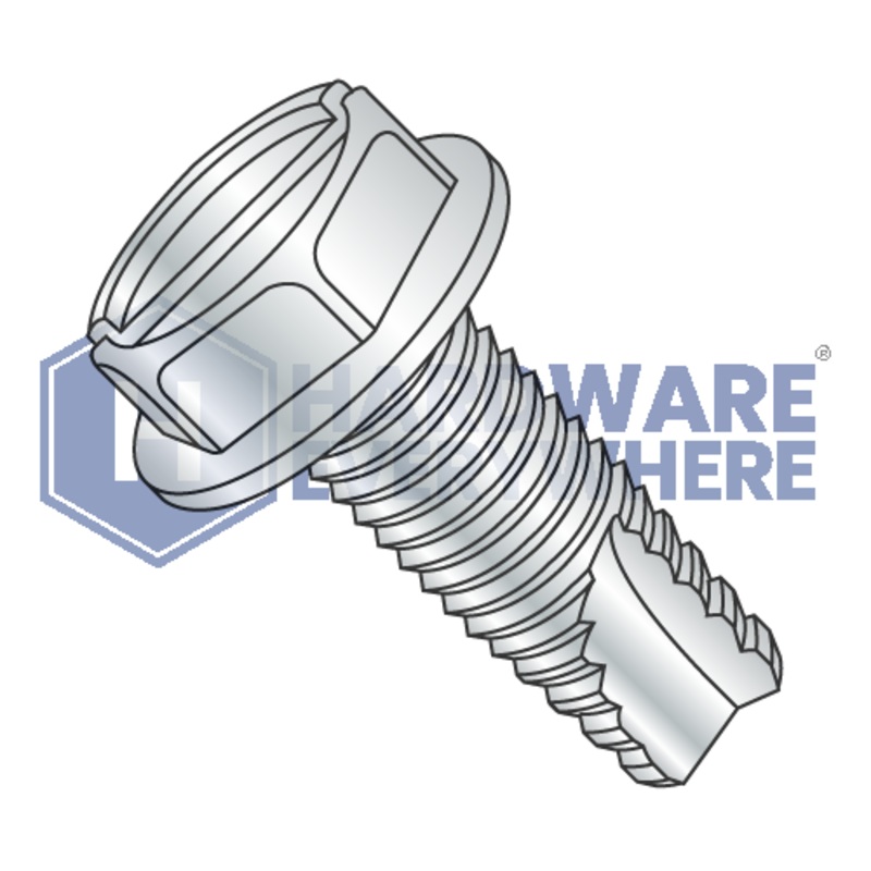 8-32 X 5/8 Thread Cutting Screws / Slotted / Hex Washer Head / Steel / Zinc / Type 23