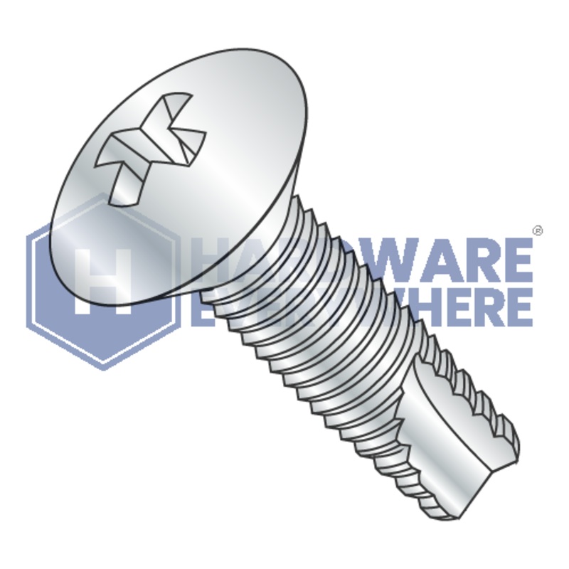 1/4-20 X 1 Thread Cutting Screws / Phillips / Oval Head / Steel / Zinc / Type 23