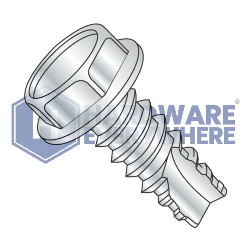 1/4-14 X 1 1/2 Thread Cutting Screws / Unslotted / Hex Washer Head / Steel / Zinc / Type 25