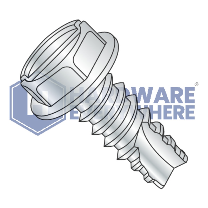 1/4-14 X 1/2 Thread Cutting Screws / Slotted / Hex Washer Head / Steel / Zinc / Type 25