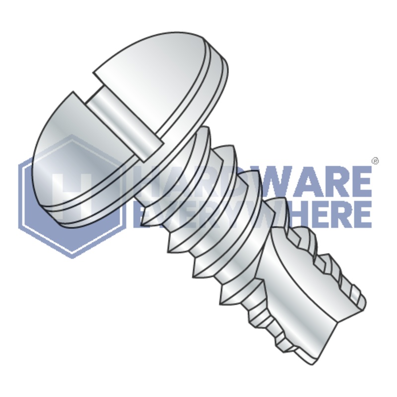1/4-14 X 3/4 Thread Cutting Screws / Slotted / Pan Head / Steel / Zinc / Type 25