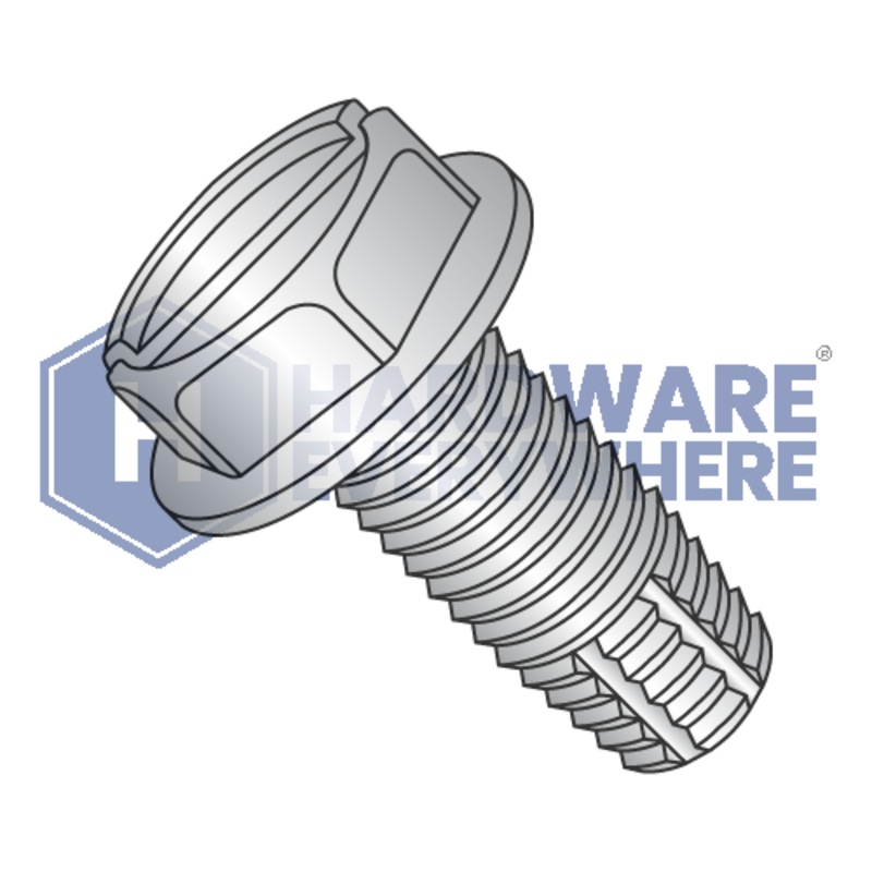 1/4-20 X 2 Thread Cutting Screws / Slotted / Hex Washer Head / 18-8 Stainless / Plain / Type F