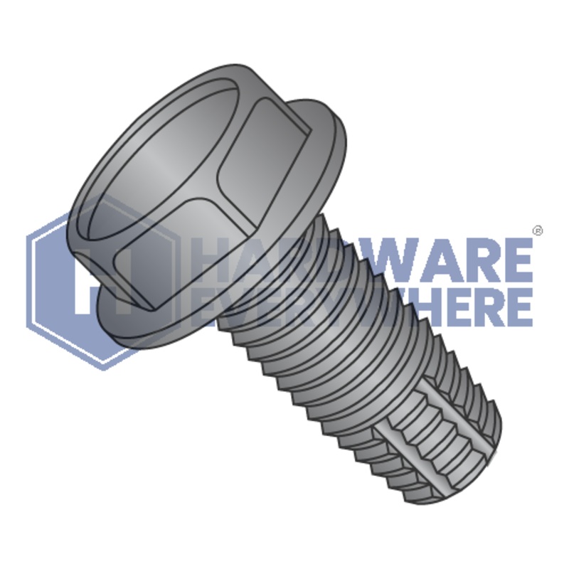 1/4-20 X 1/2 Thread Cutting Screws / Unslotted / Hex Washer Head / Steel / Black Oxide / Type F