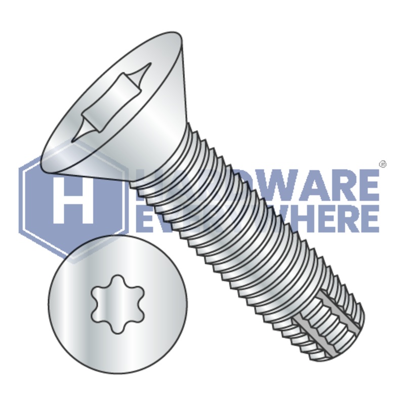 1/4-20 X 1/2 Thread Cutting Screws / Torx / Flat Head / Steel / Zinc / Type F