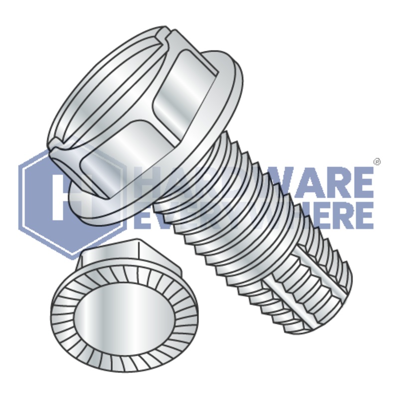 1/2-13 X 1 1/4 Thread Cutting Screws / Slotted / Hex Washer Head / Steel / Zinc / Type F FUL163378761824