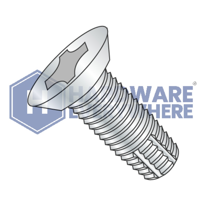 1/4-20 X 1 Thread Cutting Screws / Phillips / Flat Head Undercut / Steel / Zinc / Type F