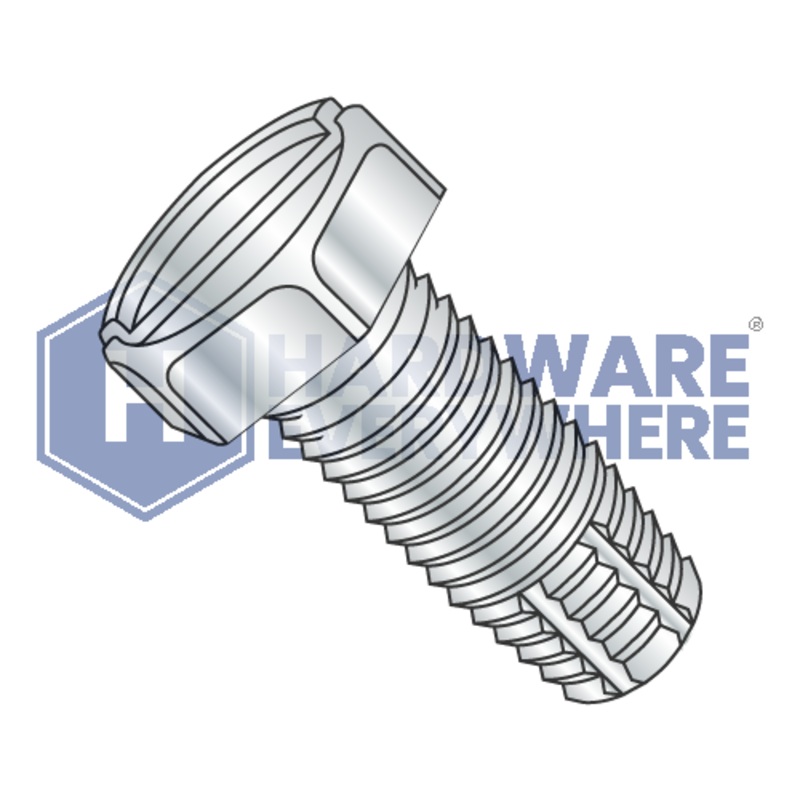 1/4-20 X 1 Thread Cutting Screws / Slotted / Hex Head / Steel / Zinc / Type F