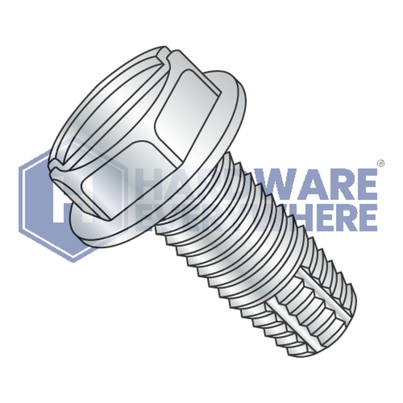1/2-13 X 2 1/2 Thread Cutting Screws / Slotted / Hex Washer Head / Steel / Zinc / Type F