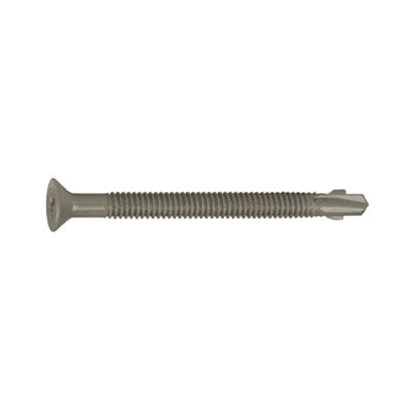 Teks 21384 Self-Drilling Screw, #12 Thread, 2-3/4 in OAL, Flat, Phillips Head, Climacoat-Coated