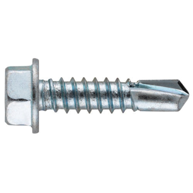 The Project Center 47228 Self-Drilling Screw, 1/4-20 Thread, 2-1/2 in OAL, Hex Washer Head, 3/8 in Drive, Hex Drive