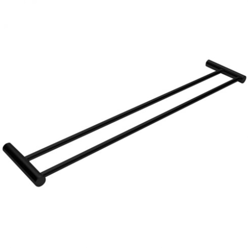 Regent Black Double Towel Rail 750mm W x 125mm D