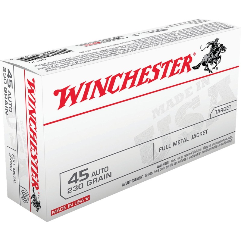 Winchester .45 Auto 230 Grain FMJ Centerfire Ammunition Cartridges