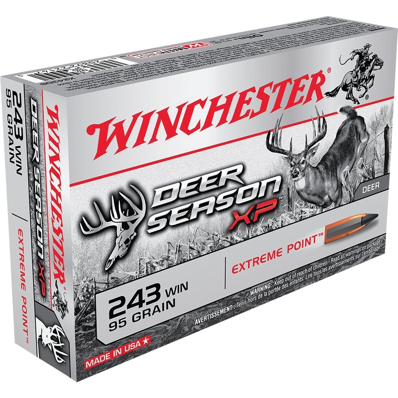 Winchester Ammo Deer Season XP .243 Win 95 Grain Extreme Point Centerfire Ammunition Cartridges