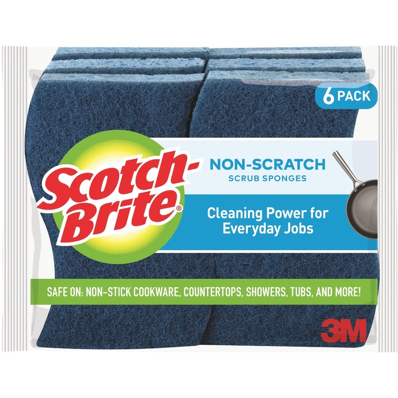 3M Scotch-Brite 4.4 In. x 2.6 In. Blue Scratch Free Scrub Sponge (6-Count)