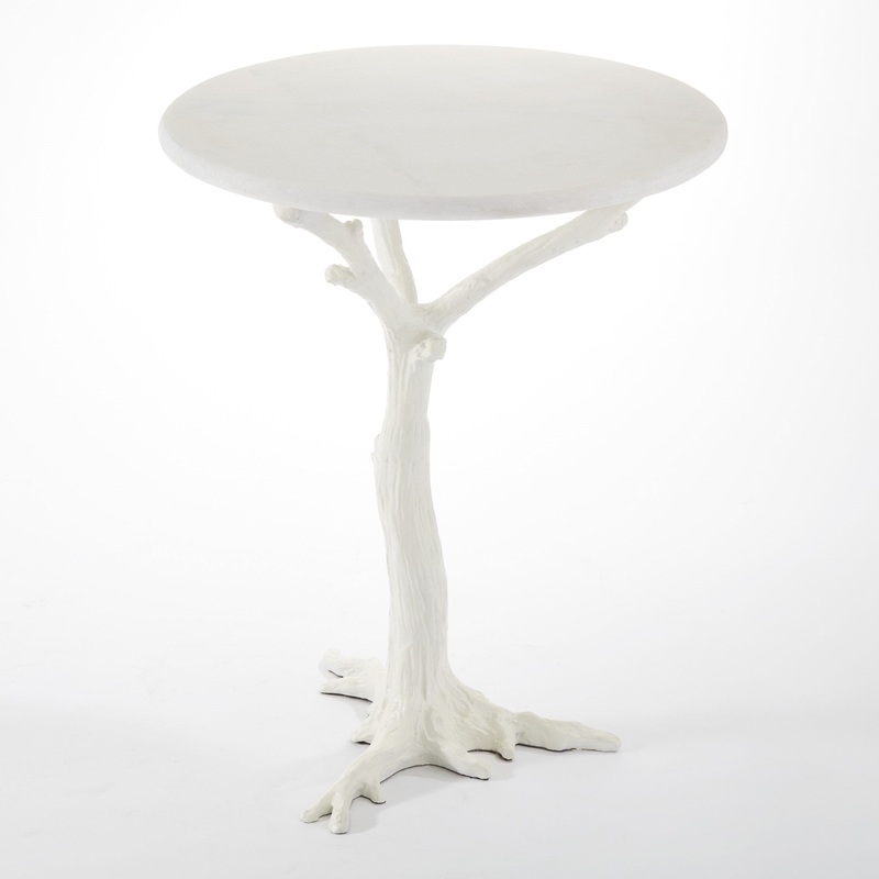 White Faux Bois Tables