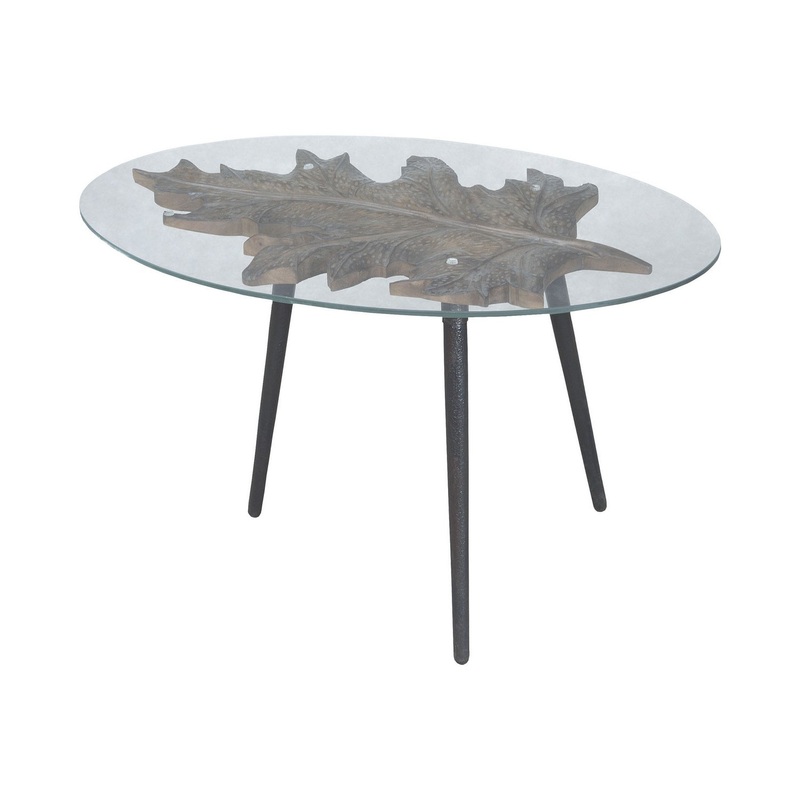 Carved Leaf End Table